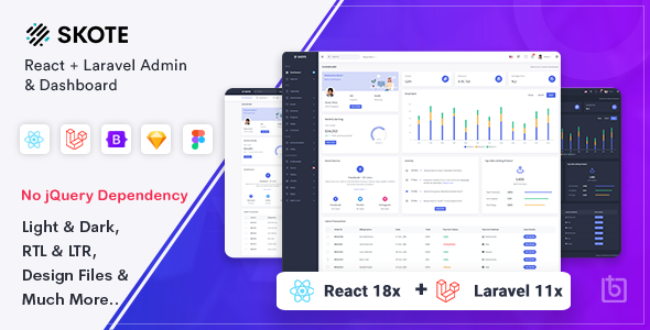 Skote - React + Laravel Admin & Dashboard Template - Admin Templates Site Templates
