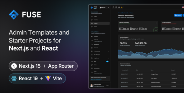 Fuse - React Admin Template - Next.js + Vue.js Included by withinpixels