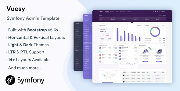 Vuesy - Symfony Admin & Dashboard Template - Admin Templates Site Templates