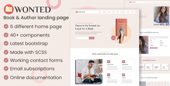 Wonted - Book & Author Landing page - Marketing Corporate