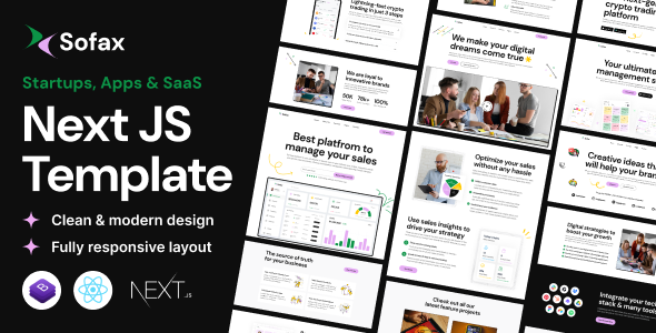 Sofax – Saas Startup React Next Js Template - Technology Site Templates