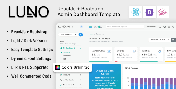 LUNO | ReactJs + Bootstrap Admin Dashboard Template with Multi-Domain Support - Admin Templates Site Templates