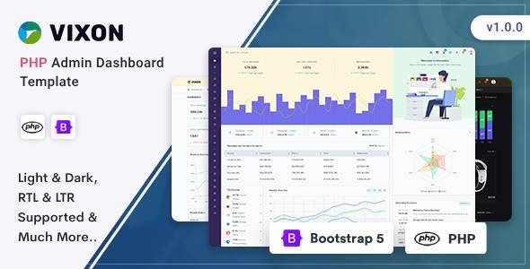 Vixon - PHP Admin & Dashboard Template - Admin Templates Site Templates