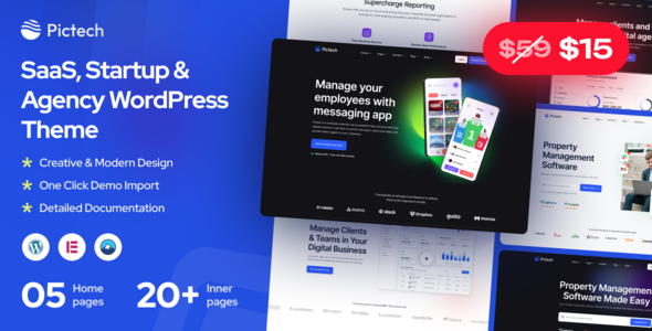 Pictech - Saas & Startup WordPress Theme - Software Technology