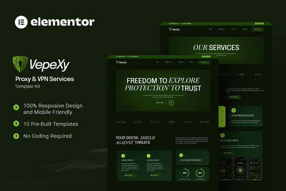 Vepexy - Proxy & VPN Services Elementor Template Kit - Technology & Apps Elementor