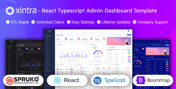 Xintra - React Admin Panel Typescript Bootstrap Dashboard Template - Admin Templates Site Templates
