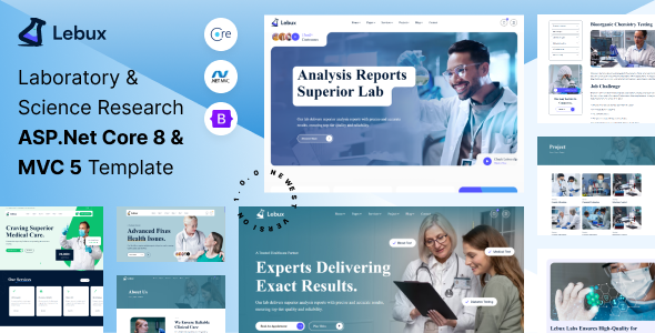 Labux - Laboratory & Science Research ASP.Net Core 8 & MVC 5 Template - Landing Pages Marketing
