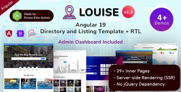 Louise - Angular 19+ Directory Listing Template with SSR + Admin Panel - Business Corporate