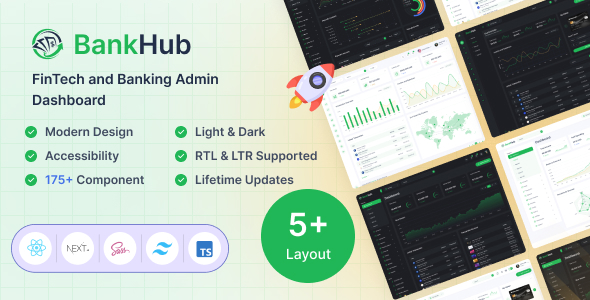 Bankhub - Vuejs, Next.js, HTML, Laravel, Angular, Tailwind CSS Fintech and Banking Admin Dashboard - Admin Templates Site Templates