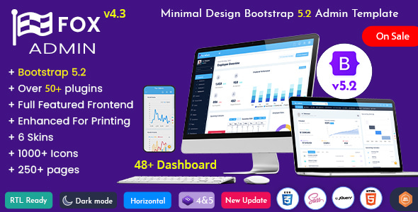 Fox - Multipurpose Bootstrap 5 Admin Dashboard Template UI Framework - Admin Templates Site Templates