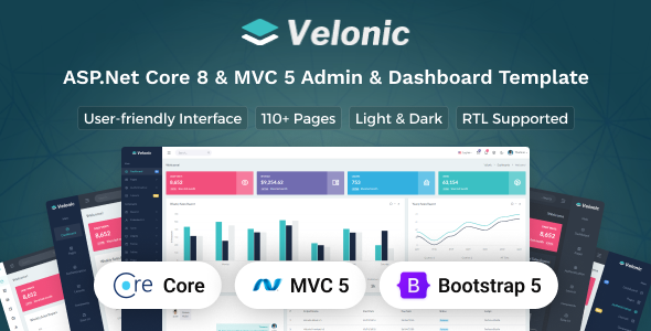 Velonic - ASP.Net Core & MVC 5 Admin & Dashboard Template by Techzaa