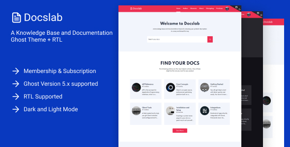 Docslab - a Knowledge Base and Documentation Ghost Theme + RTL - Ghost Themes Blogging