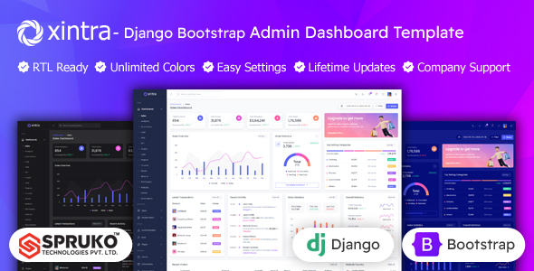 Xintra - Bootstrap Admin Django Dashboard Template - Admin Templates Site Templates