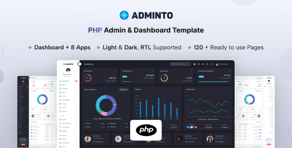 Adminto - PHP Admin Dashboard Template - Admin Templates Site Templates
