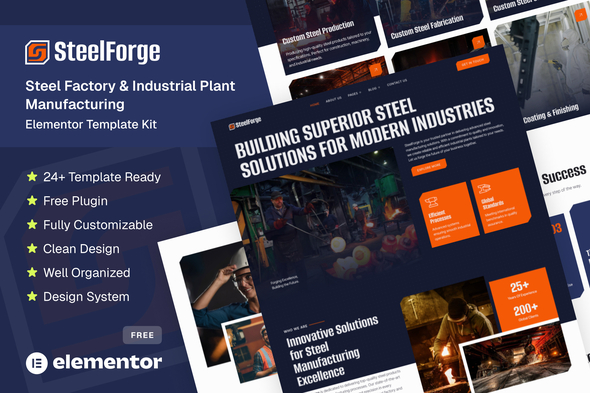 SteelForge - Steel Factory & Industrial Plant Manufacturing Elementor ...