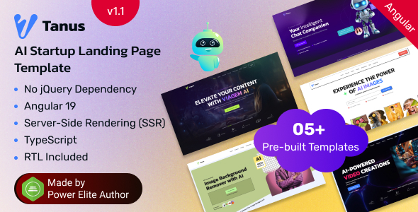 Tanus - Angular 19 AI, Crypto & Blockchain Startup Landing Page Template - Technology Site Templates