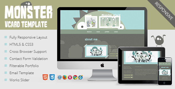 Monster vCard Template - Virtual Business Card Personal