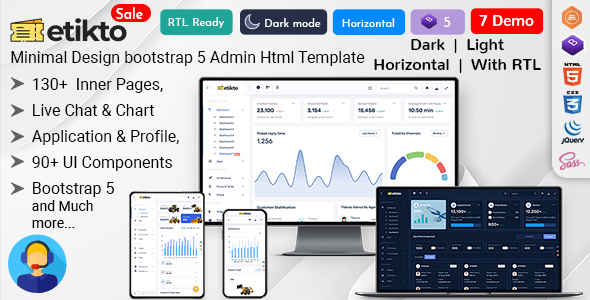 etikto Admin - Ticket Dashboard HTML Template - Admin Templates Site Templates