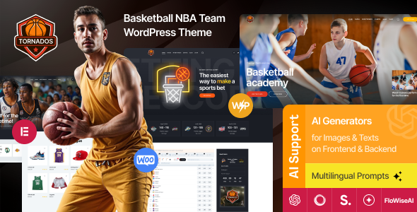 Tornados | Basketball NBA Team WordPress Theme - Entertainment WordPress