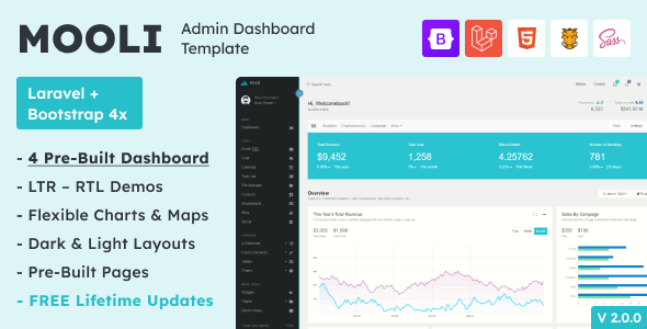 Mooli - Laravel + HTML Admin Dashboard Template with Bootstrap - Admin Templates Site Templates