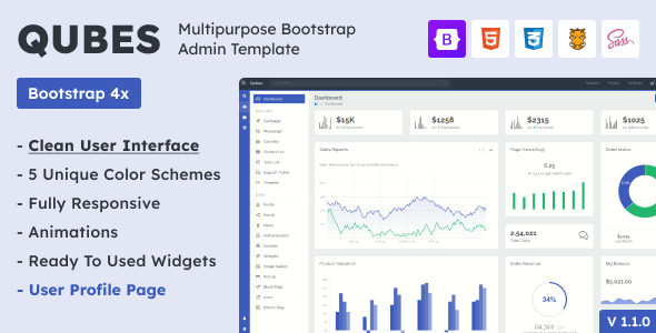 Qubes - Multipurpose Bootstrap Admin Template - Admin Templates Site Templates