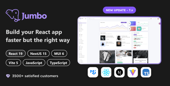Jumbo - React Admin Template, React 19, MUI 6, NextJS 15, TS - Admin Templates Site Templates