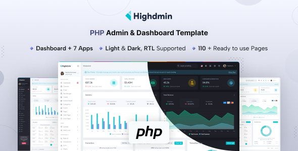 Highdmin - PHP Admin & Dashboard Template - Admin Templates Site Templates