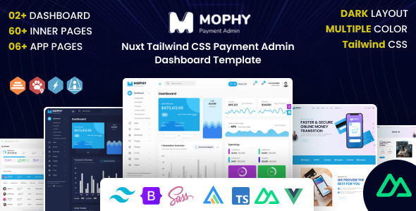 Mophy - Nuxt Tailwind CSS Payment Admin Dashboard Template - Admin Templates Site Templates