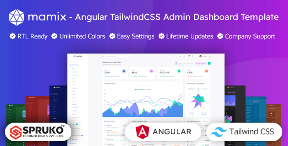 Mamix - Tailwind Admin Angular Material Dashboard Template - Admin Templates Site Templates