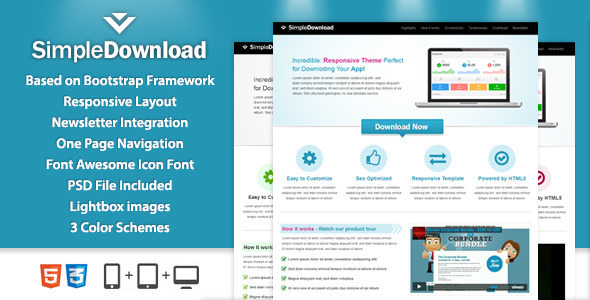 SimpleDownload Landingpage - Marketing Corporate