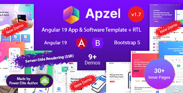 Apzel - Angular 19+ App & SaaS Software Startup Template - Technology Site Templates