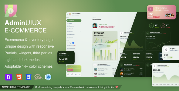 eCommUIUX Ecommerce & Inventory Admin Dashboard Bootstrap 5 HTML Temaplate - Admin Templates Site Templates