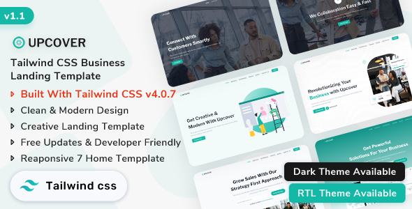 Upcover - Tailwind CSS Business & Corporate Landing Template (Tailwind CSS v4) - Landing Pages Marketing
