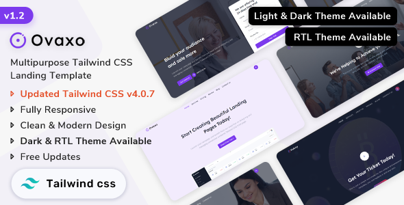 Ovaxo - Tailwind CSS Multipurpose Landing Template (Tailwind CSS v4) - Corporate Site Templates