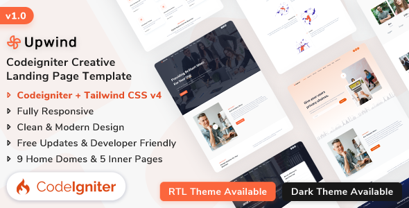 Upwind - Codeigniter Multipurpose Landing Template - Landing Pages Marketing