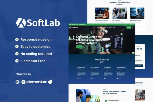 SoftLab - Technology & Software SaaS Elementor Pro Template Kit - Technology & Apps Elementor