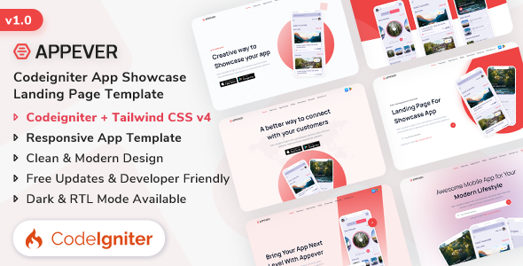 Appever - Codeigniter App Showcase Template - Landing Pages Marketing