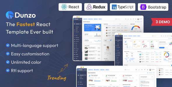 Dunzo React JS Admin Dashboard Template - Admin Templates Site Templates
