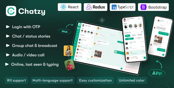 Chatzy – React JS Chat App Template - Admin Templates Site Templates