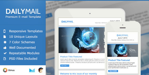 Daily Mail - Clean & Responsive Email Template - Newsletters Email Templates