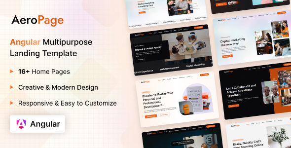 AeroPage - Angular Multipurpose Landing Page Template - Technology Site Templates