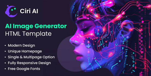AI Image Generator HTML Template - Ciri AI - Technology Site Templates