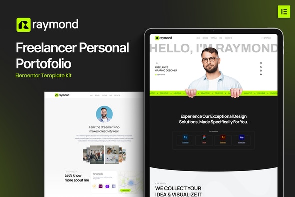 Raymond - Freelancer Personal Portofolio Elementor Template Kit - Creative & Design Elementor