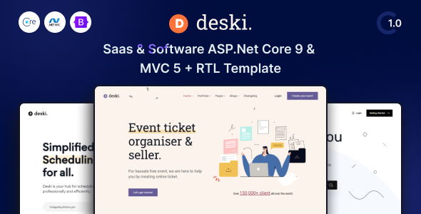 Deski - Software, SaaS & Startup ASP.Net Core 9 & MVC 5 Template - Software Technology