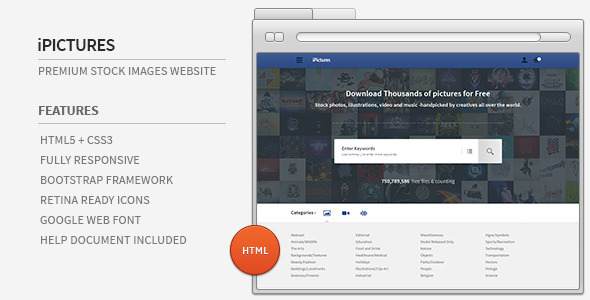 iPictures HTML Responsive Stock Image Website - Shopping Retail