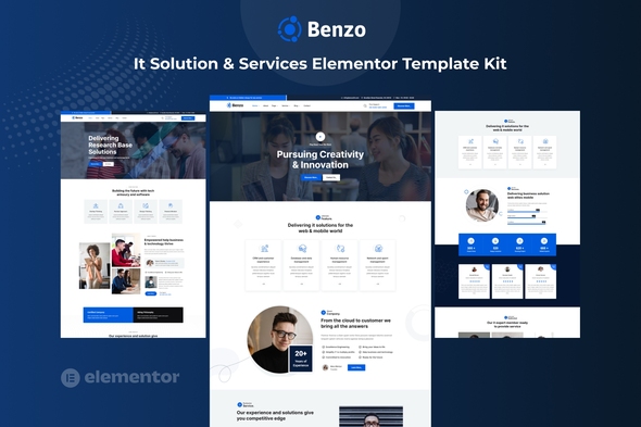 Benzo - It Solution & Services Elementor Template Kit - Technology & Apps Elementor