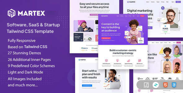 Martex - Software, SaaS & Startup Tailwind CSS Template - Software Technology