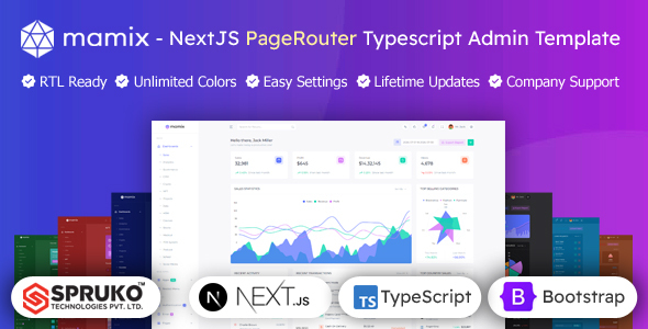 Mamix - Nextjs Typescript React Bootstrap Admin Page router Dash board Template - Admin Templates Site Templates