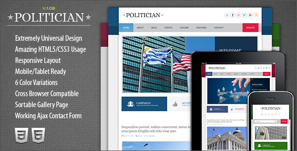 Politician Responsive HTML5/CSS3 Template by ThemeMakers | ThemeForest