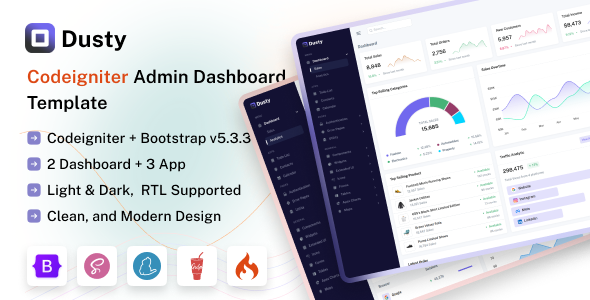 Dusty - Codeigniter Admin & Dashboard Template - Admin Templates Site Templates